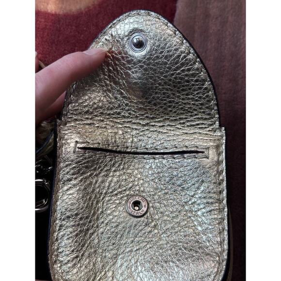 True Religion Gold Small Coin Keychain Pouch Case 3.75"W x 4"H x 1.25"D - Picture 6 of 6